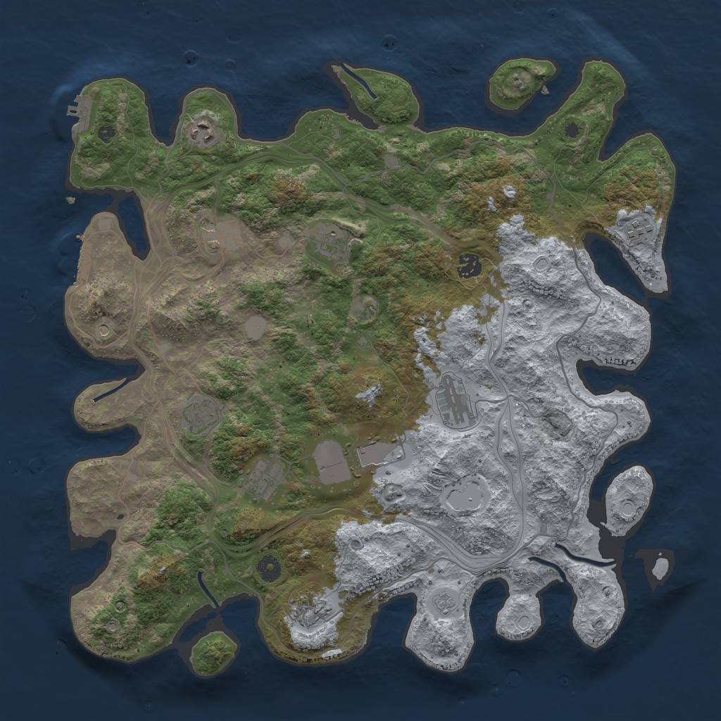 Rust Map: Procedural Map, Size: 4300, Seed: 2105118180, 19 Monuments