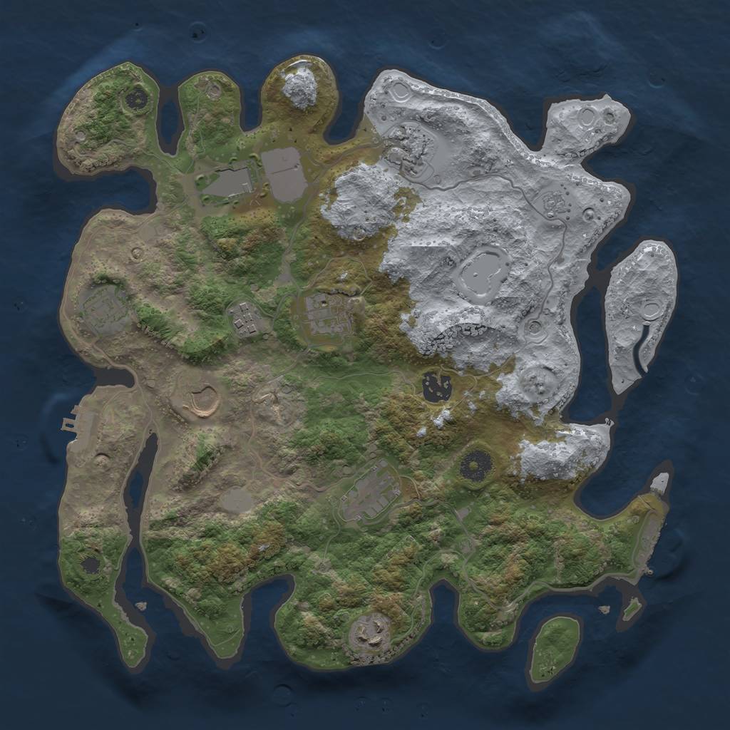 Rust Map: Procedural Map, Size: 3500, Seed: 2009369555, 18 Monuments