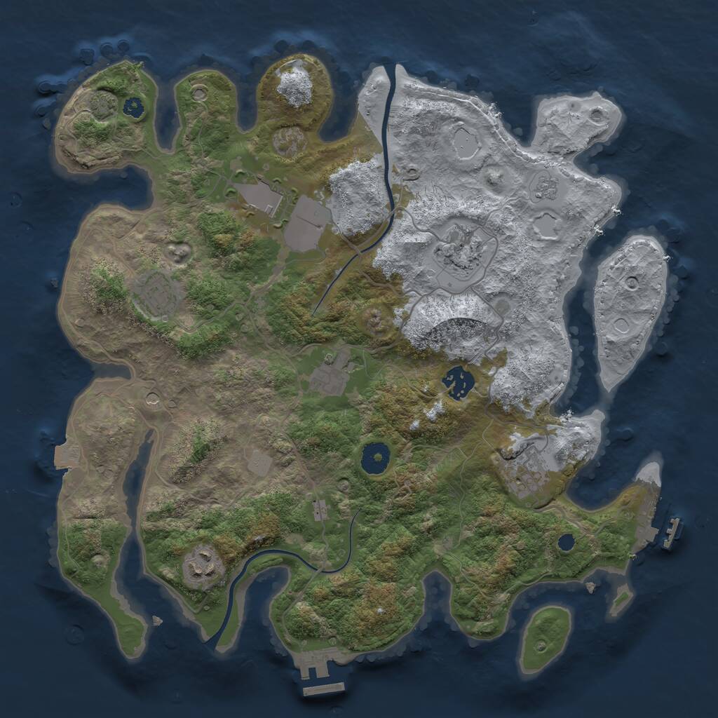 Rust Map: Procedural Map, Size: 3500, Seed: 2009369555, 13 Monuments