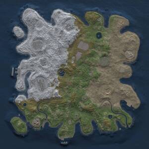 Thumbnail Rust Map: Procedural Map, Size: 3700, Seed: 1681212371, 15 Monuments