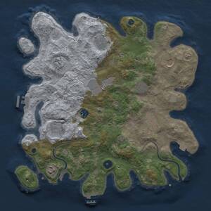 Thumbnail Rust Map: Procedural Map, Size: 3700, Seed: 1681212371, 16 Monuments