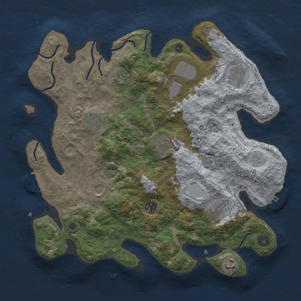 Rust Map: Procedural Map, Size: 3700, Seed: 1353392483, 19 Monuments