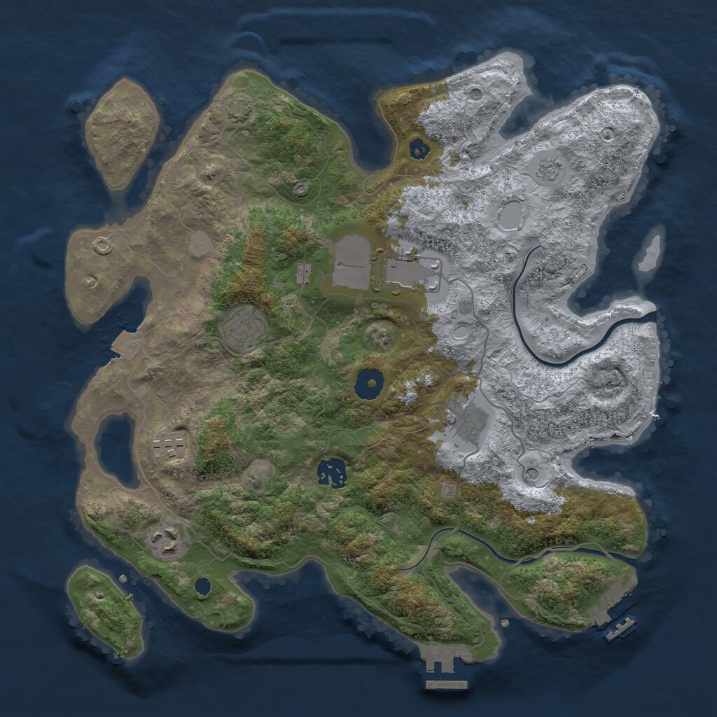 Rust Map: Procedural Map, Size: 3500, Seed: 895623147, 12 Monuments