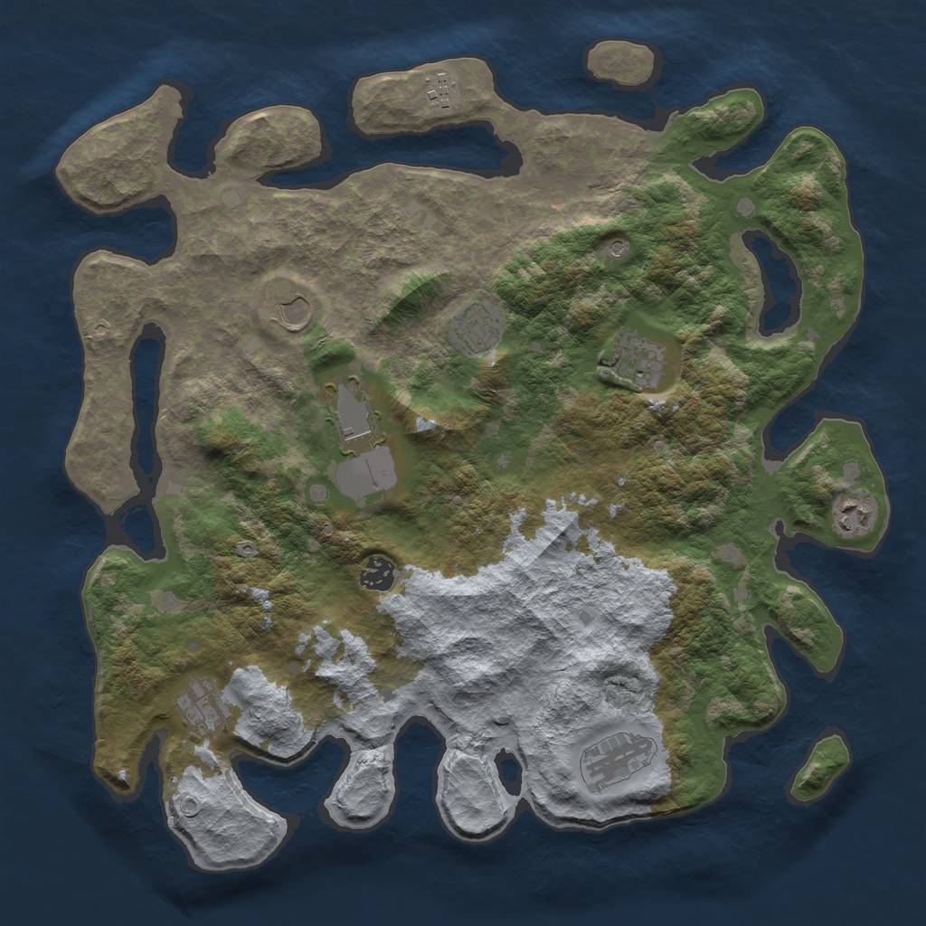 Rust Map: Barren, Size: 4000, Seed: 107258087, 12 Monuments