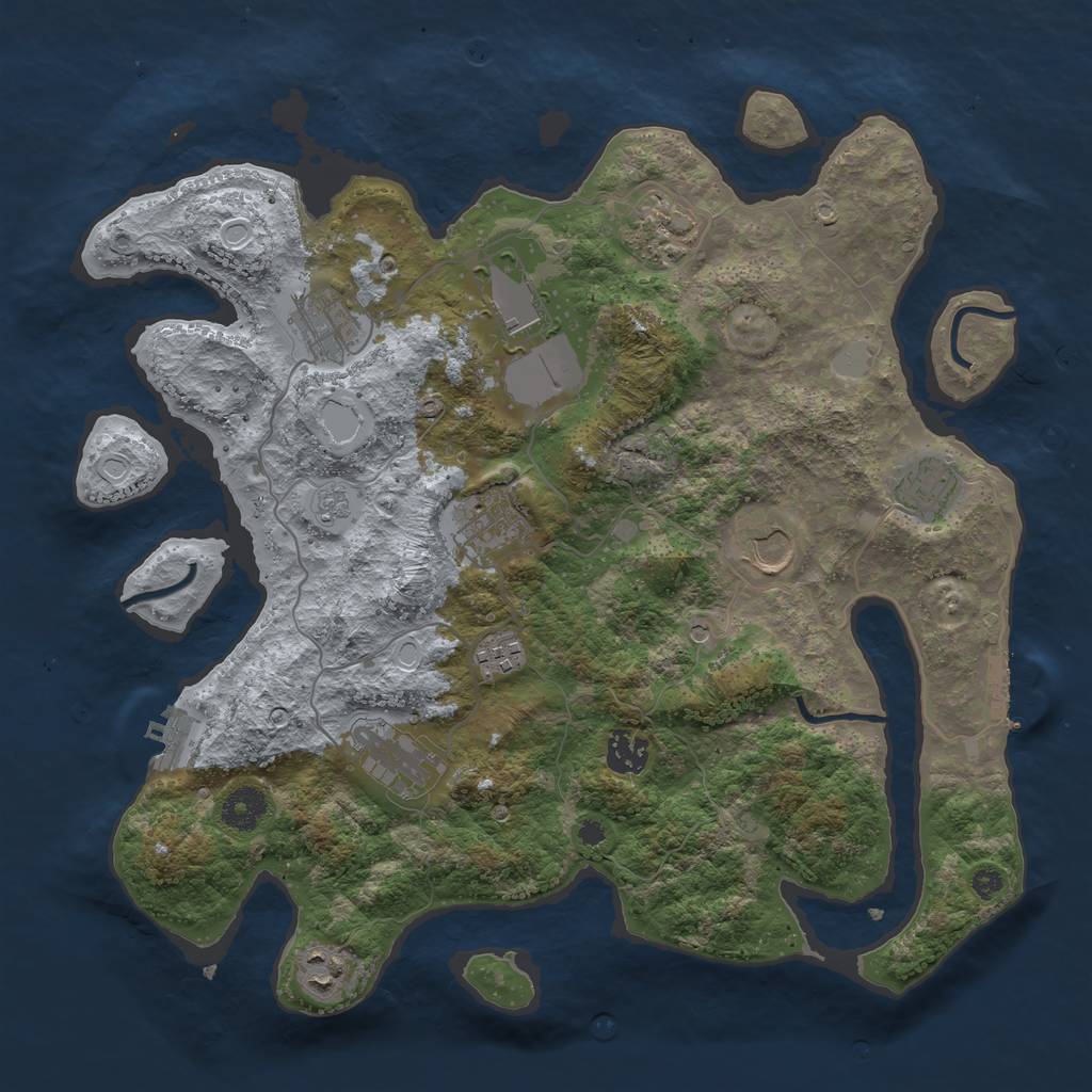 Rust Map: Procedural Map, Size: 3700, Seed: 1152403690, 19 Monuments