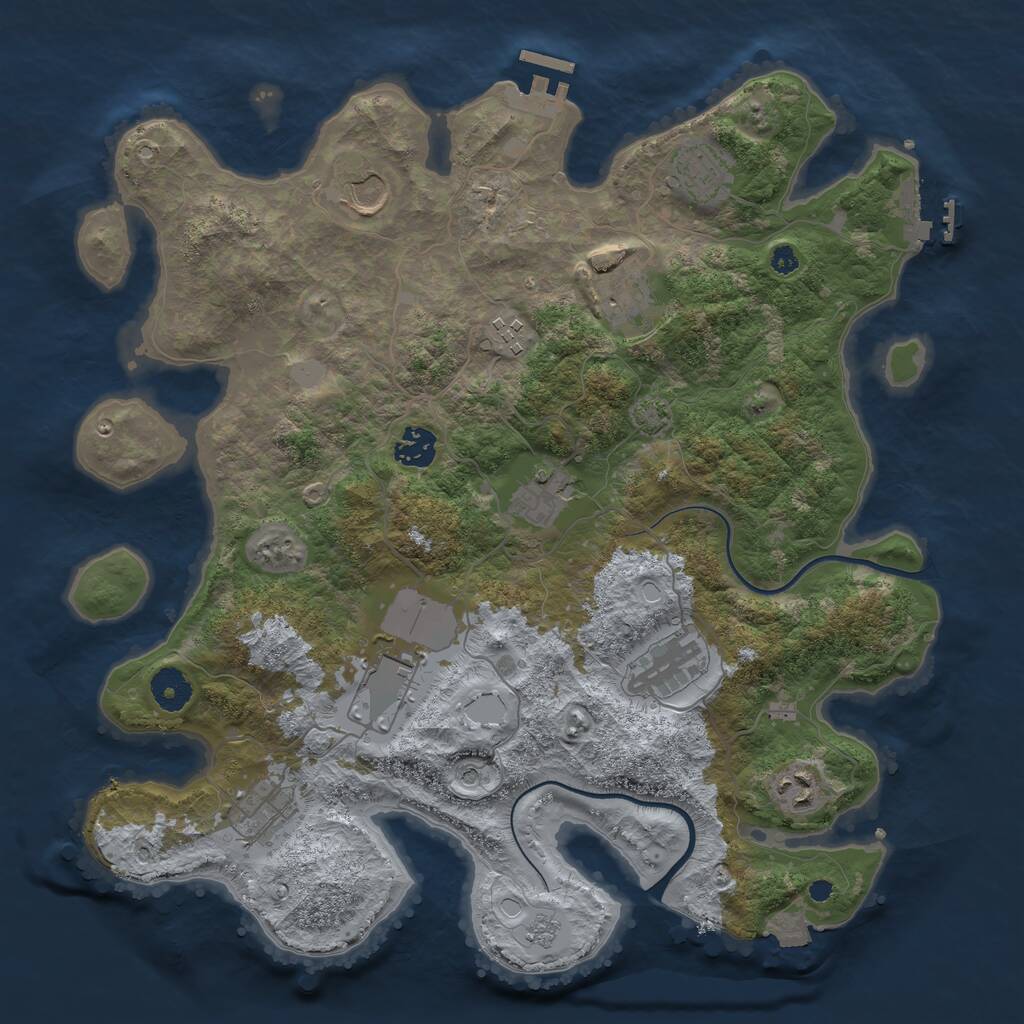 Rust Map: Procedural Map, Size: 3732, Seed: 348997633, 16 Monuments