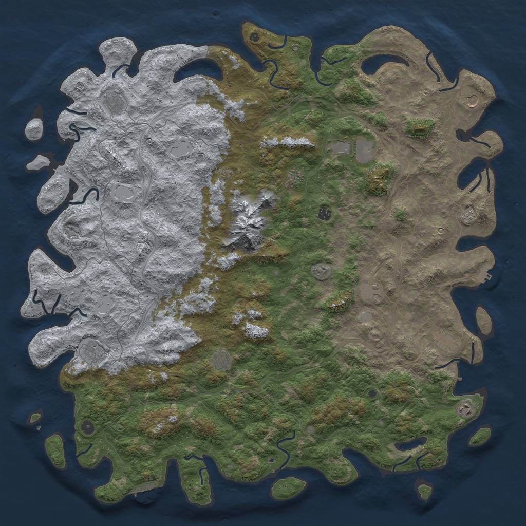 Rust Map: Procedural Map, Size: 6000, Seed: 5643467, 20 Monuments