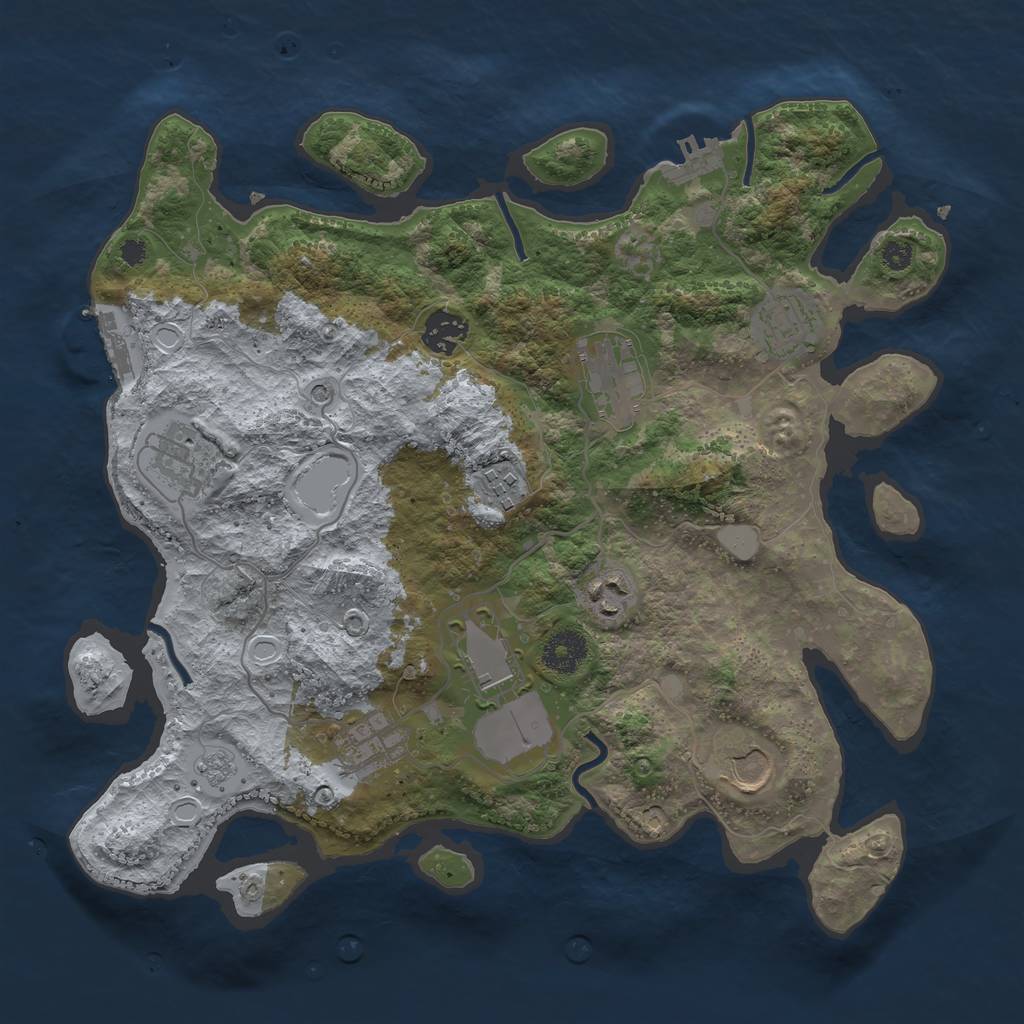 Rust Map: Procedural Map, Size: 3500, Seed: 98558251, 18 Monuments