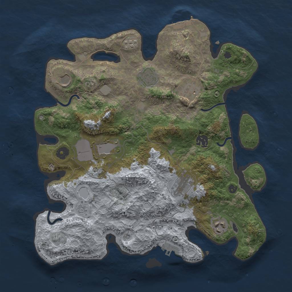 Rust Map: Procedural Map, Size: 3500, Seed: 184067941, 17 Monuments