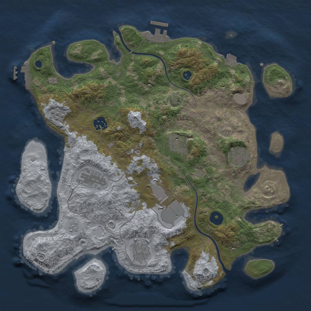 Rust Map: Procedural Map, Size: 3500, Seed: 1905233424, 13 Monuments