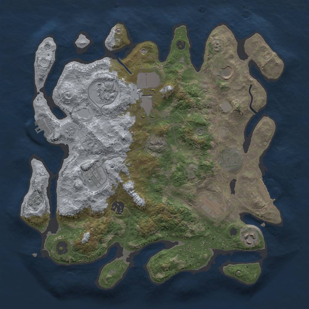 Rust Map: Procedural Map, Size: 3500, Seed: 638717566, 18 Monuments