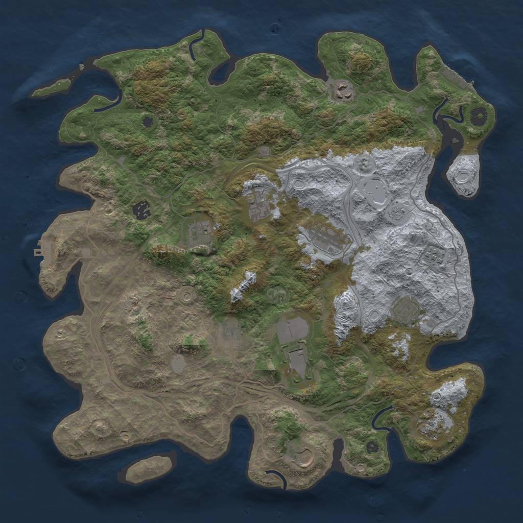 Rust Map: Procedural Map, Size: 4250, Seed: 570384077, 20 Monuments
