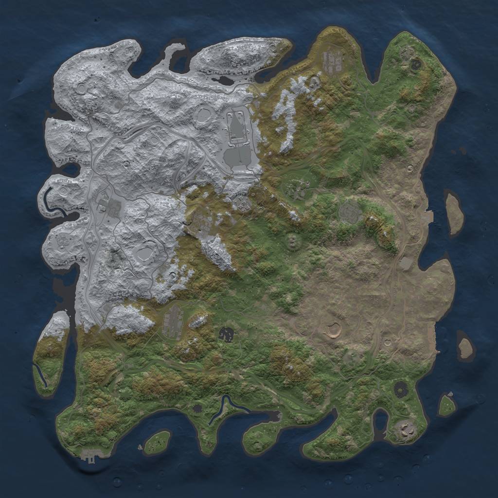 Rust Map: Procedural Map, Size: 4800, Seed: 1226957610, 19 Monuments