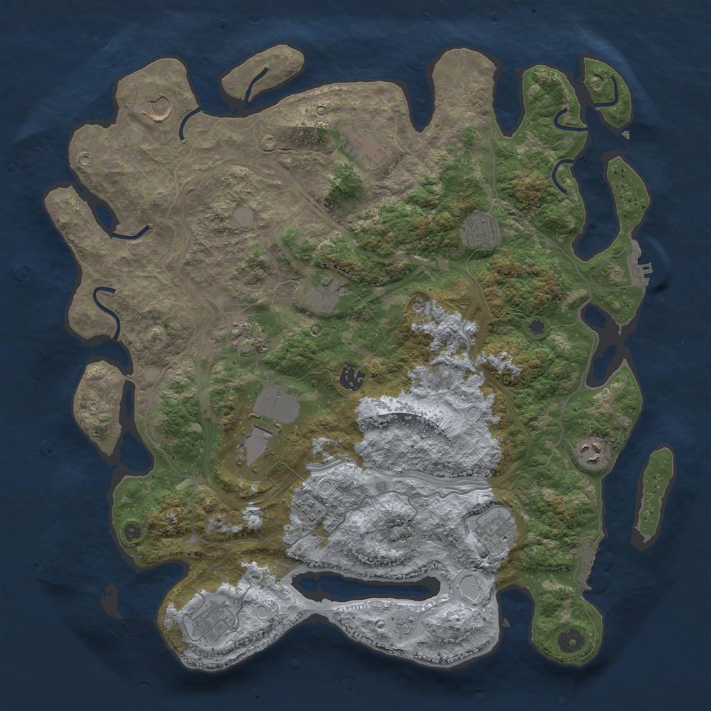 Rust Map: Procedural Map, Size: 4250, Seed: 907786656, 20 Monuments