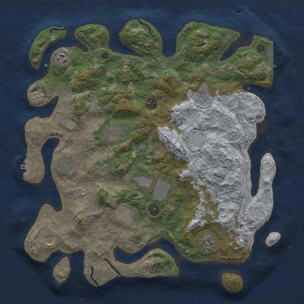 Rust Map: Procedural Map, Size: 4000, Seed: 51517, 19 Monuments