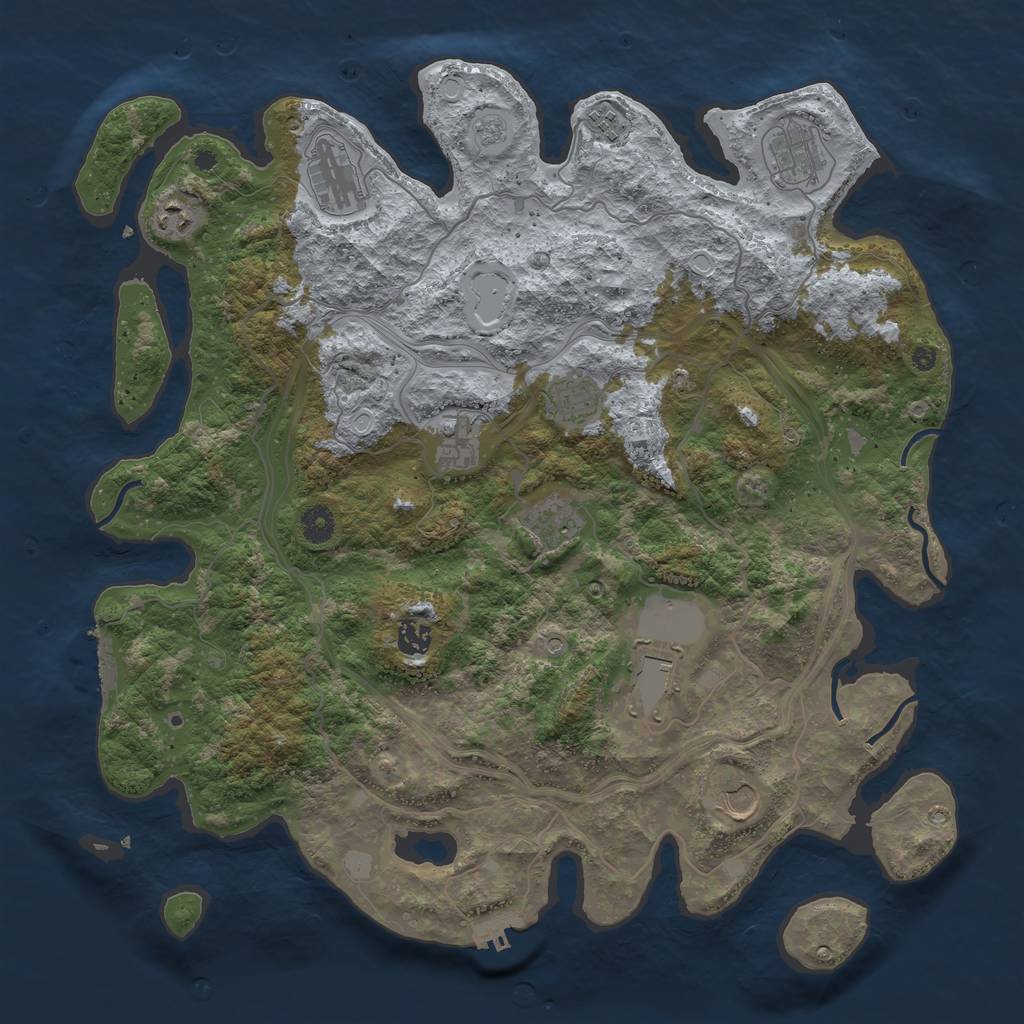 Rust Map: Procedural Map, Size: 4250, Seed: 2109313308, 19 Monuments