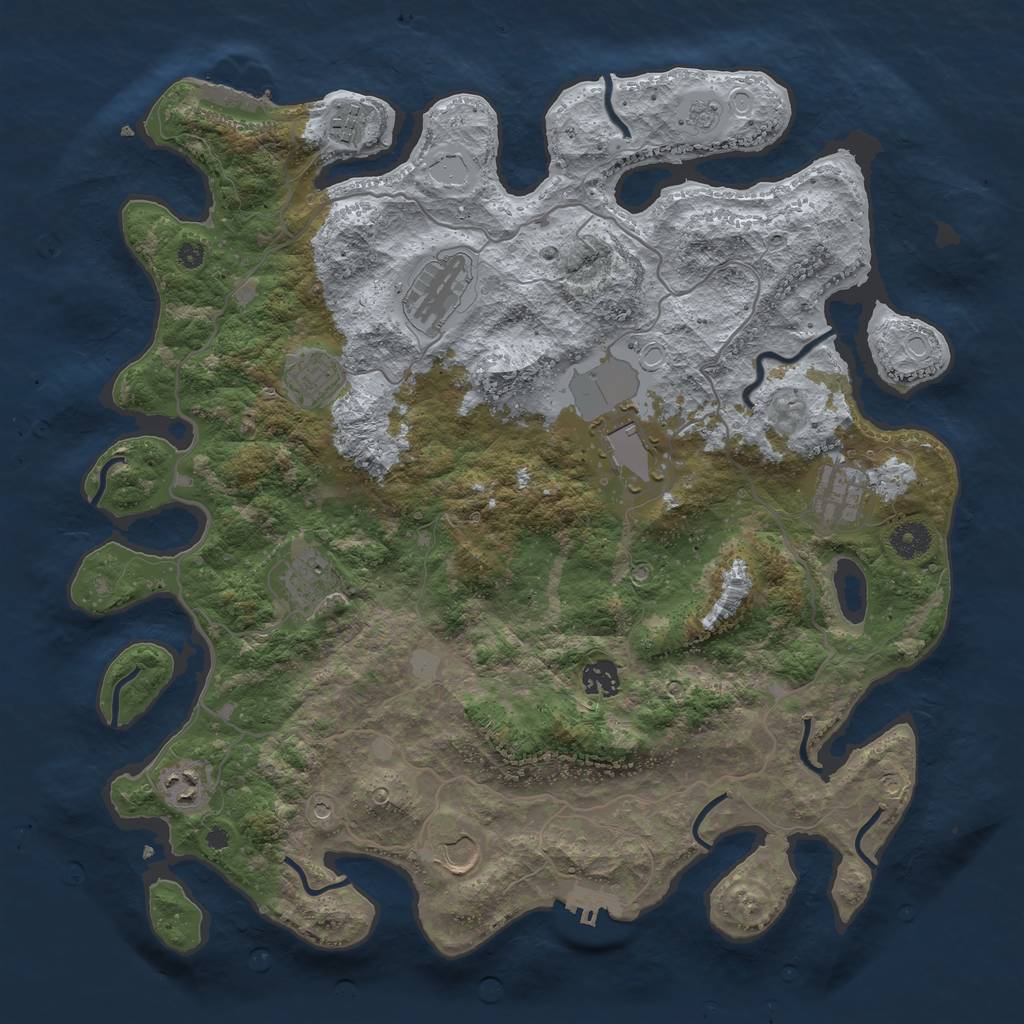 Rust Map: Procedural Map, Size: 4000, Seed: 535331, 18 Monuments