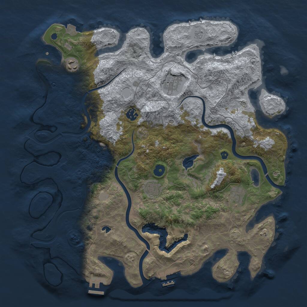 Rust Map: Procedural Map, Size: 4000, Seed: 535331, 12 Monuments