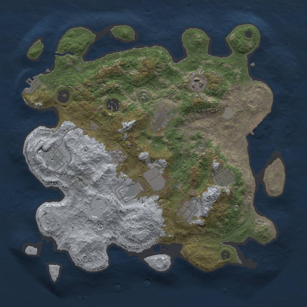 Rust Map: Procedural Map, Size: 3500, Seed: 421968355, 17 Monuments