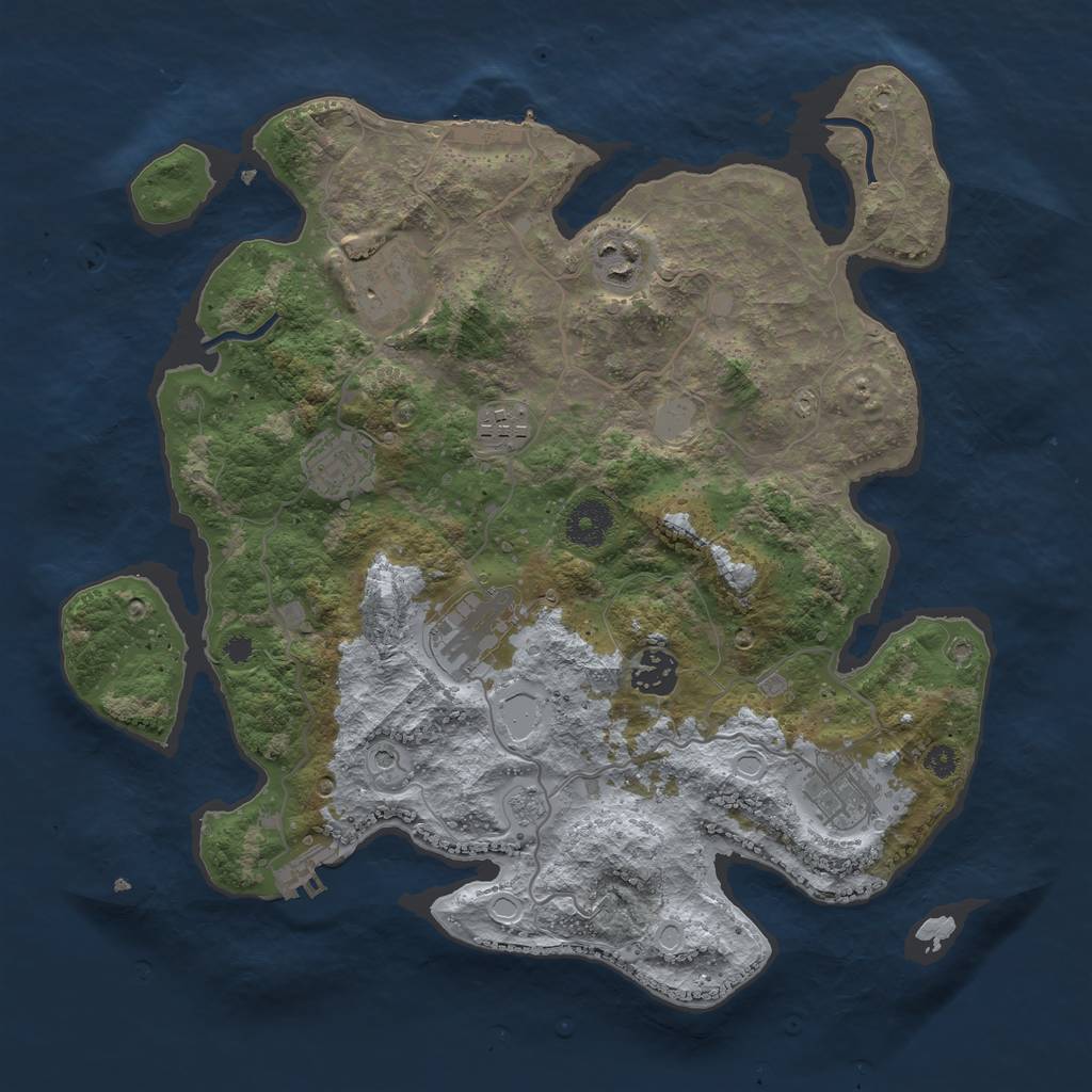 Rust Map: Procedural Map, Size: 3499, Seed: 7234698, 16 Monuments