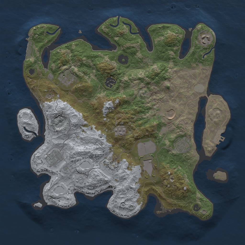 Rust Map: Procedural Map, Size: 3500, Seed: 1486, 18 Monuments