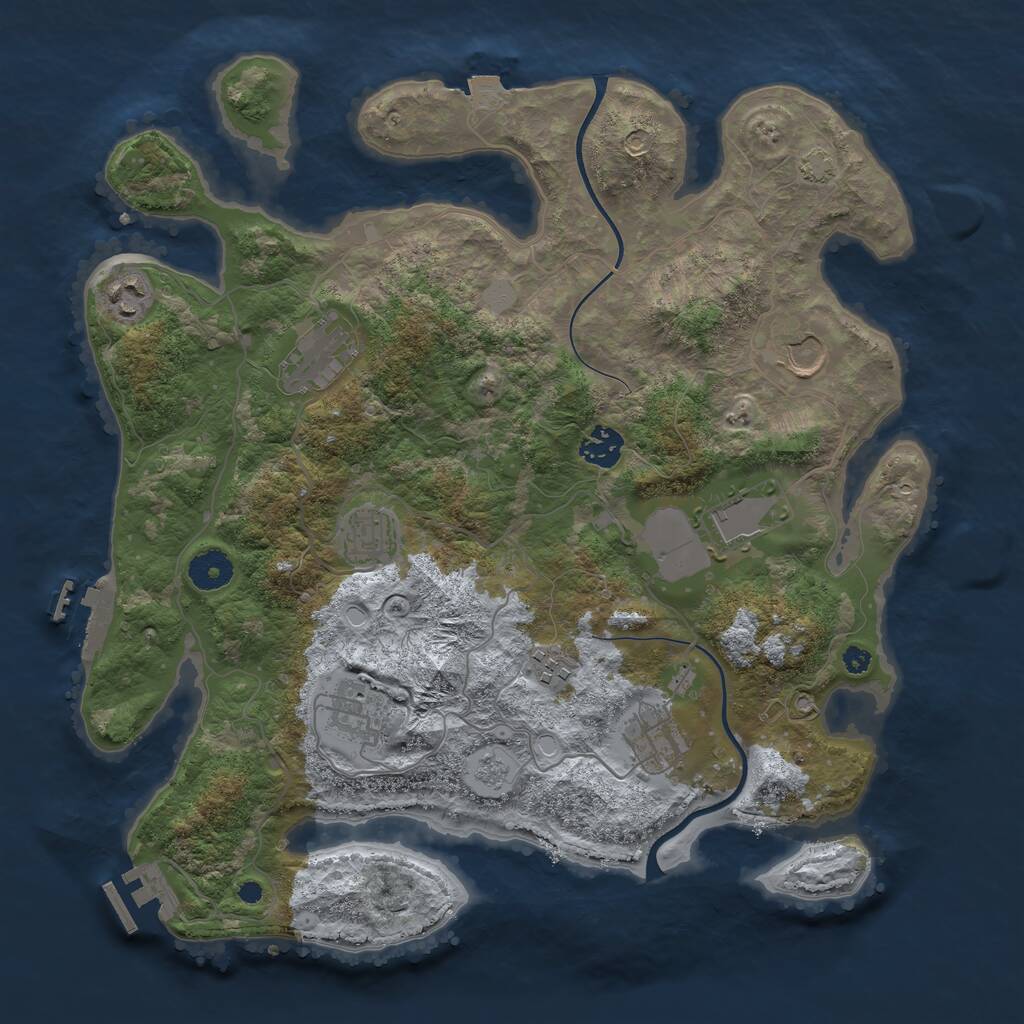 Rust Map: Procedural Map, Size: 3700, Seed: 602151329, 14 Monuments