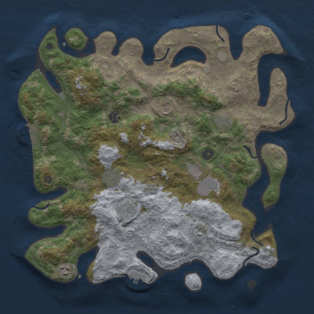 Rust Map: Procedural Map, Size: 4000, Seed: 205813624, 18 Monuments