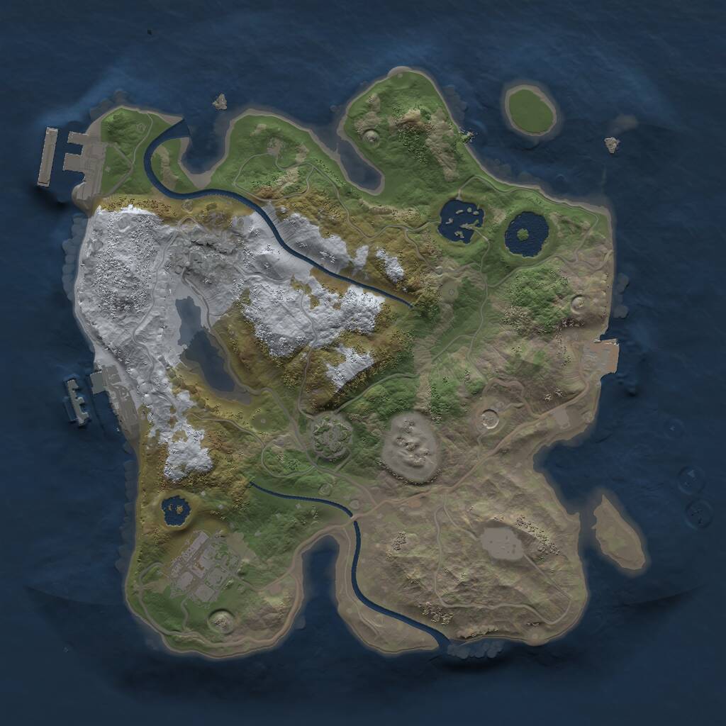 Rust Map: Procedural Map, Size: 2500, Seed: 89375, 7 Monuments