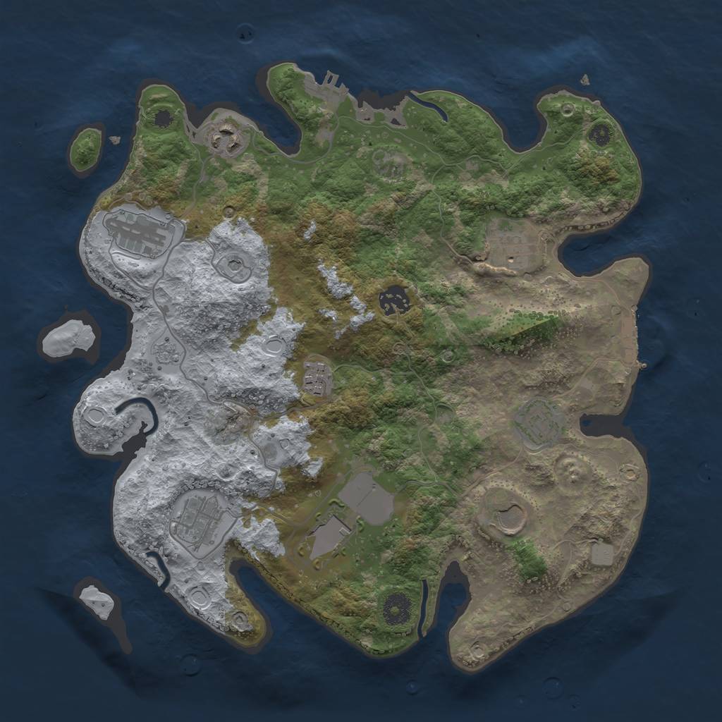 Rust Map: Procedural Map, Size: 3500, Seed: 234876, 18 Monuments