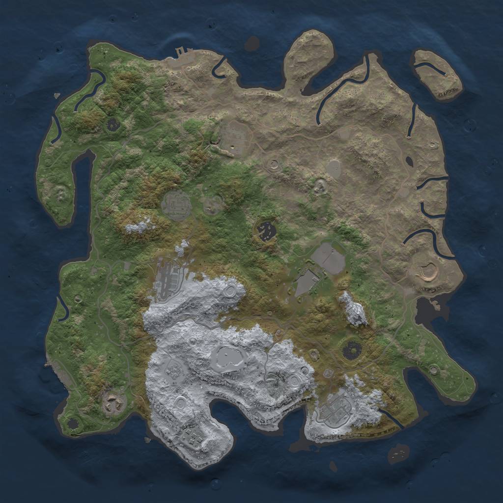 Rust Map: Procedural Map, Size: 4000, Seed: 670613, 18 Monuments
