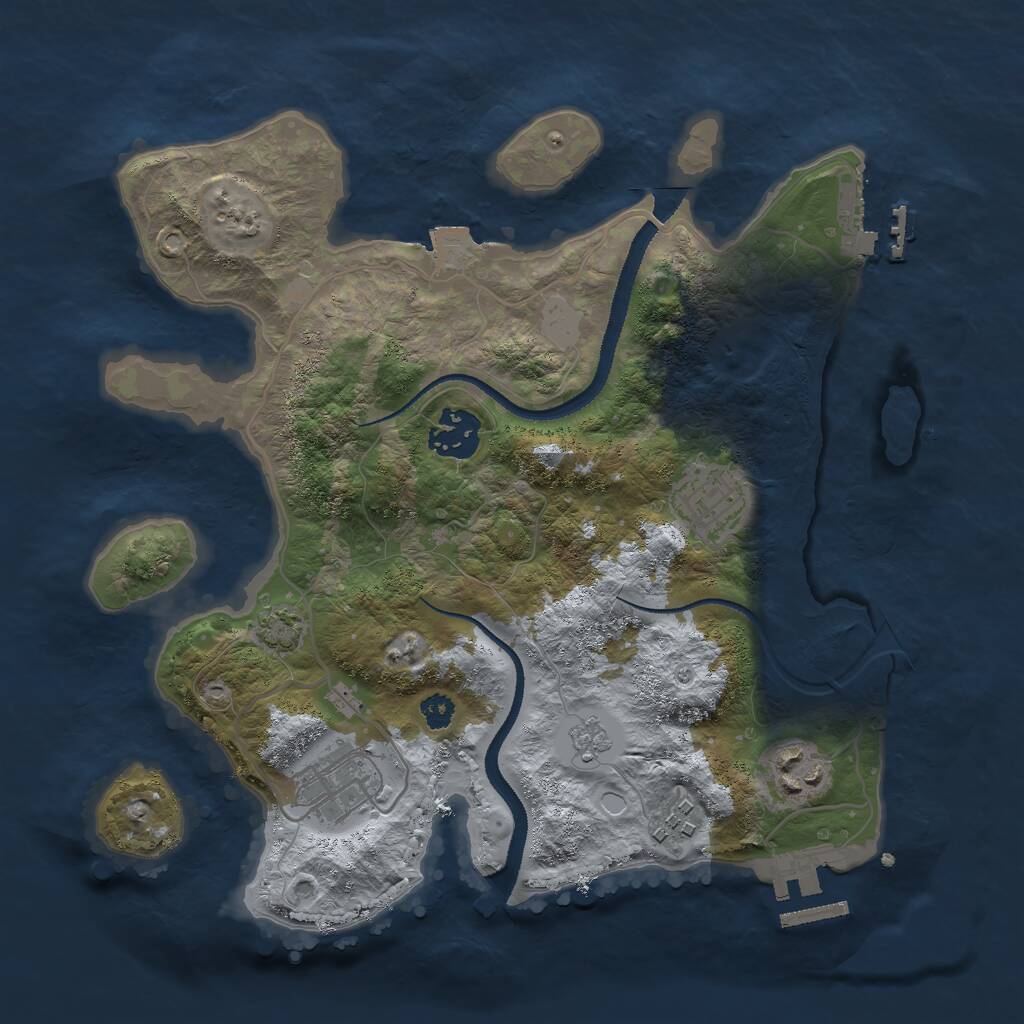 Rust Map: Procedural Map, Size: 3000, Seed: 93263, 10 Monuments