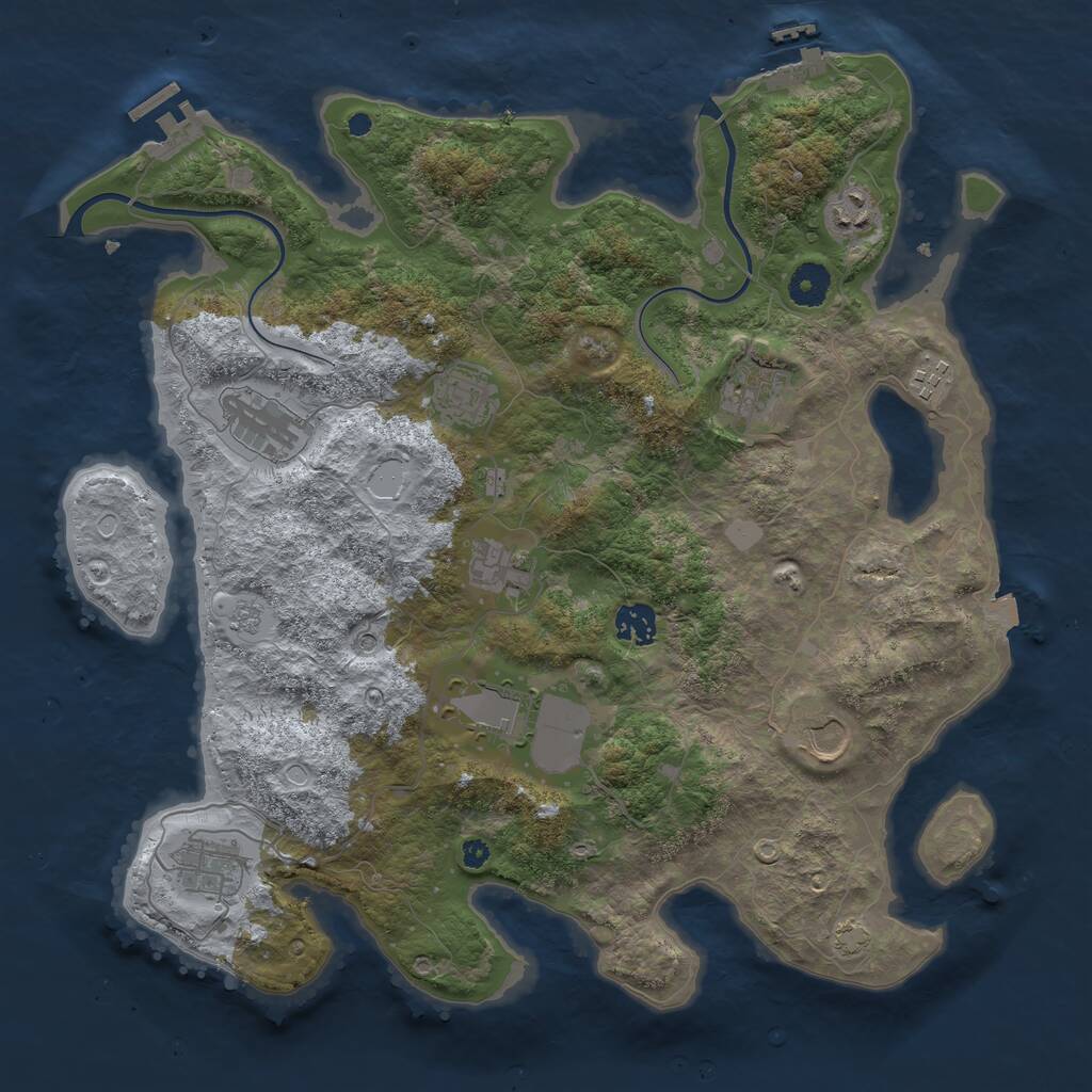 Rust Map: Procedural Map, Size: 3850, Seed: 450569, 16 Monuments