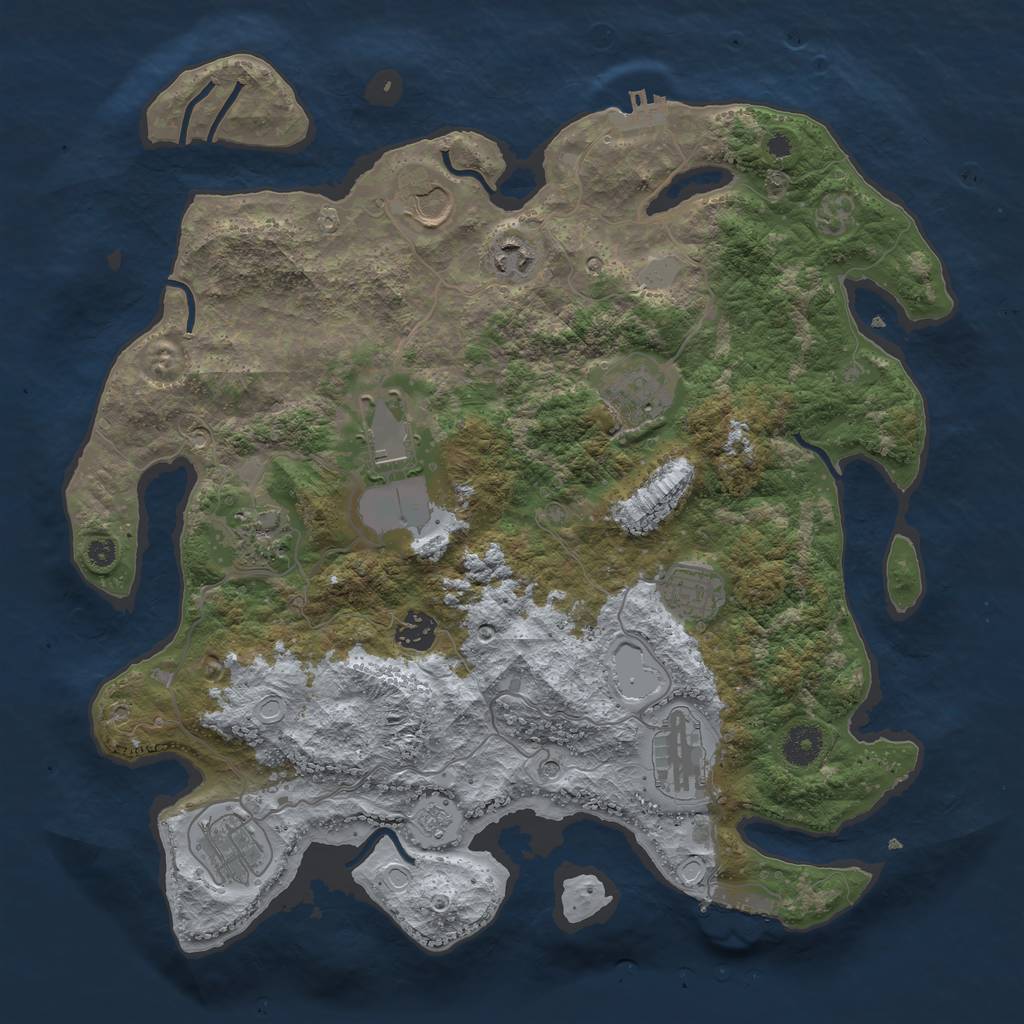 Rust Map: Procedural Map, Size: 3800, Seed: 97223, 18 Monuments