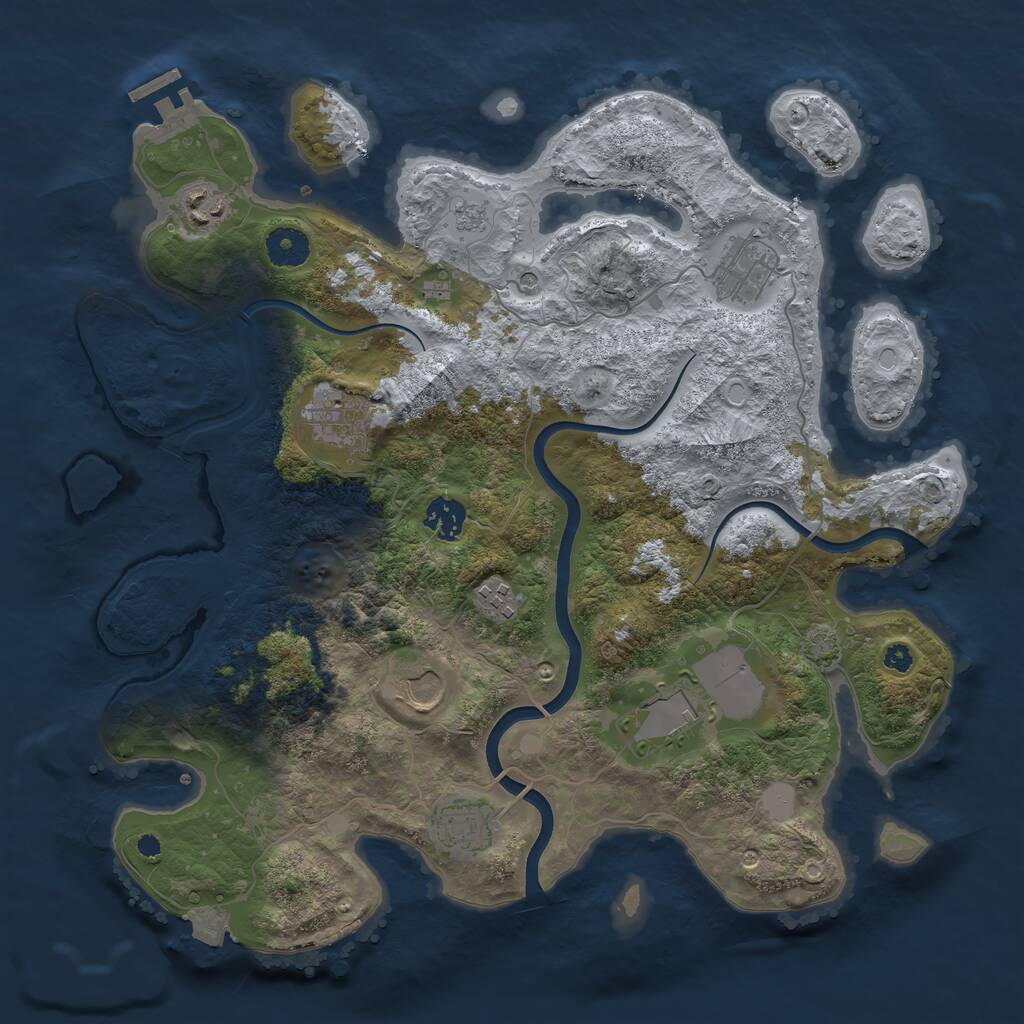 Rust Map: Procedural Map, Size: 3700, Seed: 1791194286, 13 Monuments