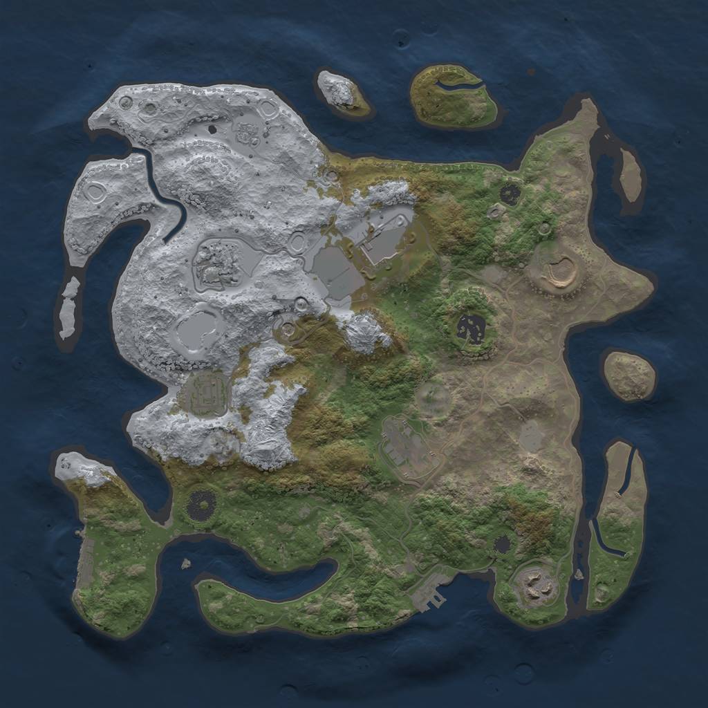 Rust Map: Procedural Map, Size: 3500, Seed: 53759285, 16 Monuments