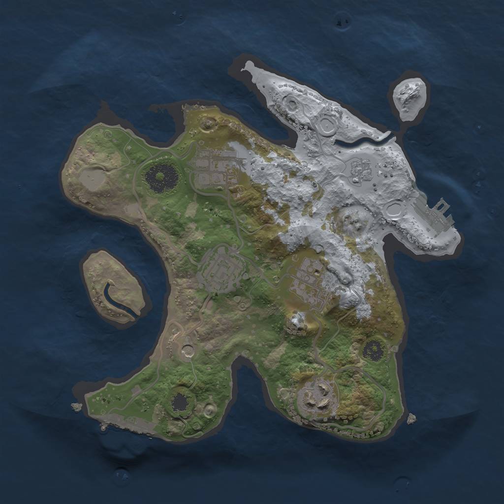 Rust Map: Procedural Map, Size: 2500, Seed: 1554709136, 13 Monuments