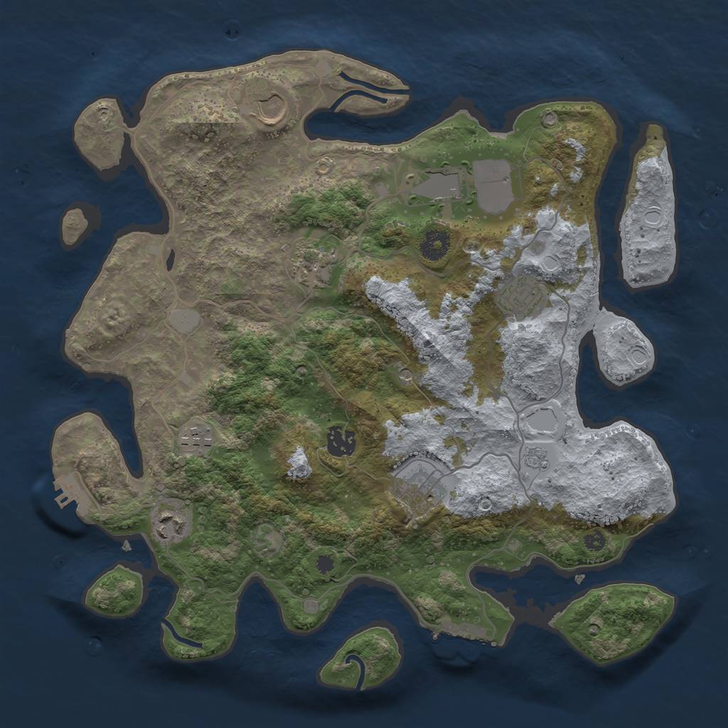 Rust Map: Procedural Map, Size: 3550, Seed: 534118, 17 Monuments