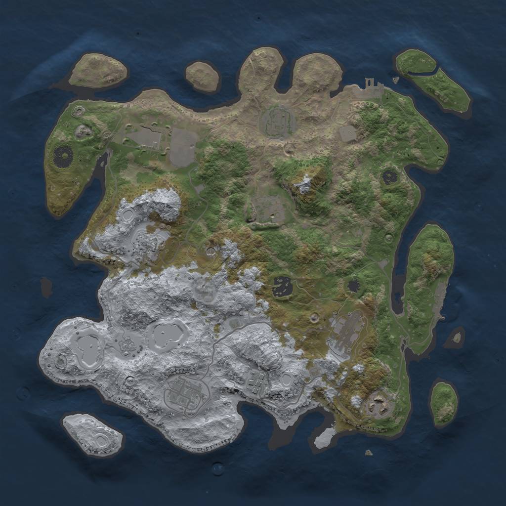 Rust Map: Procedural Map, Size: 3550, Seed: 442158, 18 Monuments