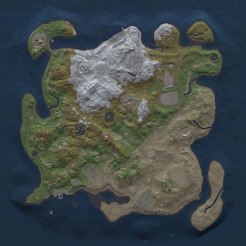 Rust Map: Procedural Map, Size: 3500, Seed: 53321, 17 Monuments