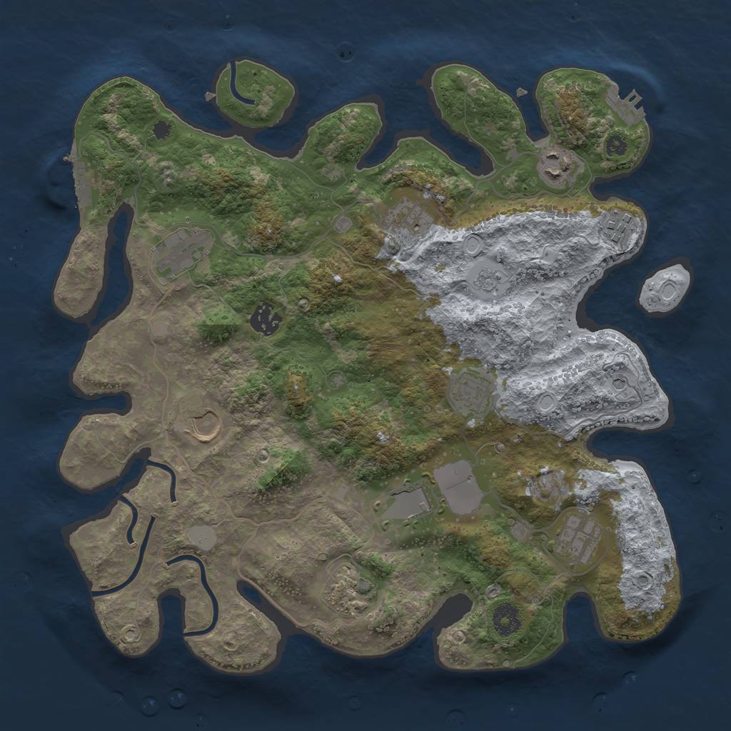 Rust Map: Procedural Map, Size: 3550, Seed: 345378, 19 Monuments