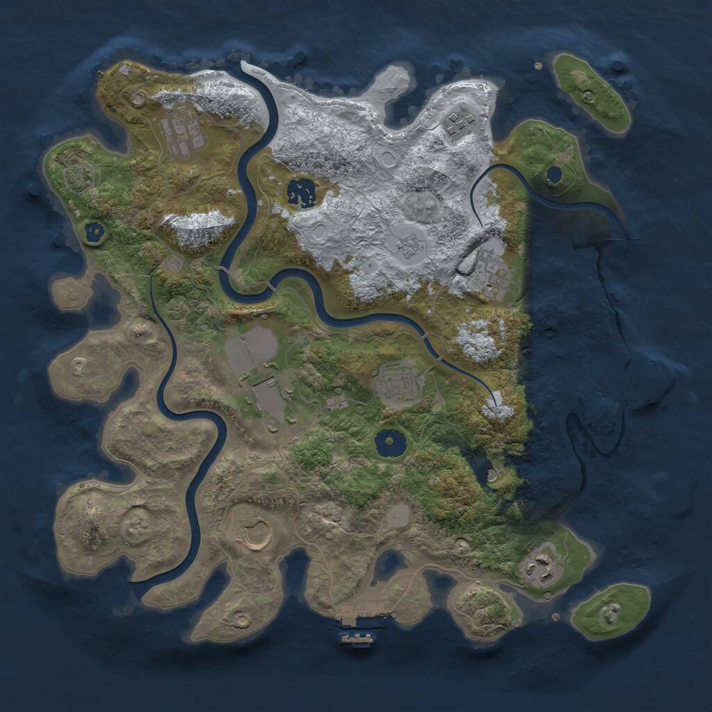 Rust Map: Procedural Map, Size: 3550, Seed: 936332, 14 Monuments