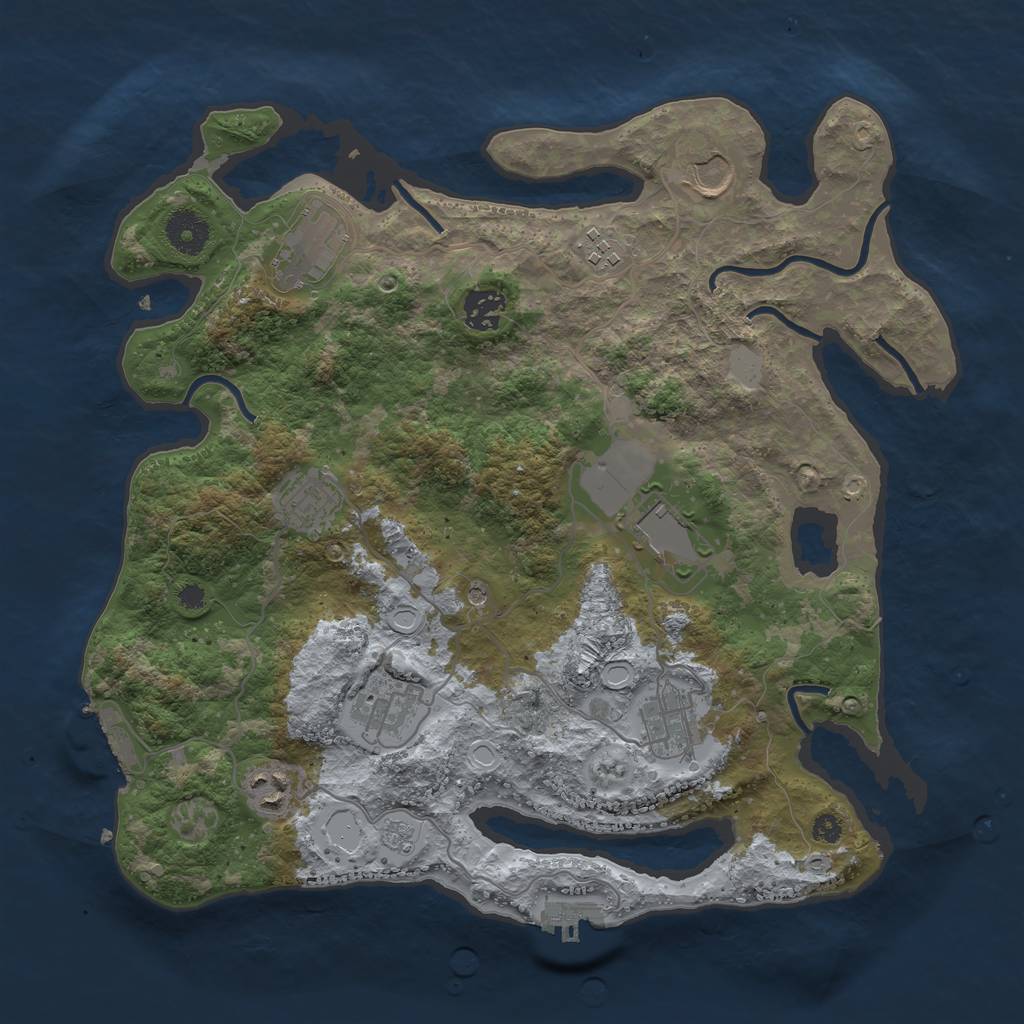 Rust Map: Procedural Map, Size: 3570, Seed: 852807, 18 Monuments