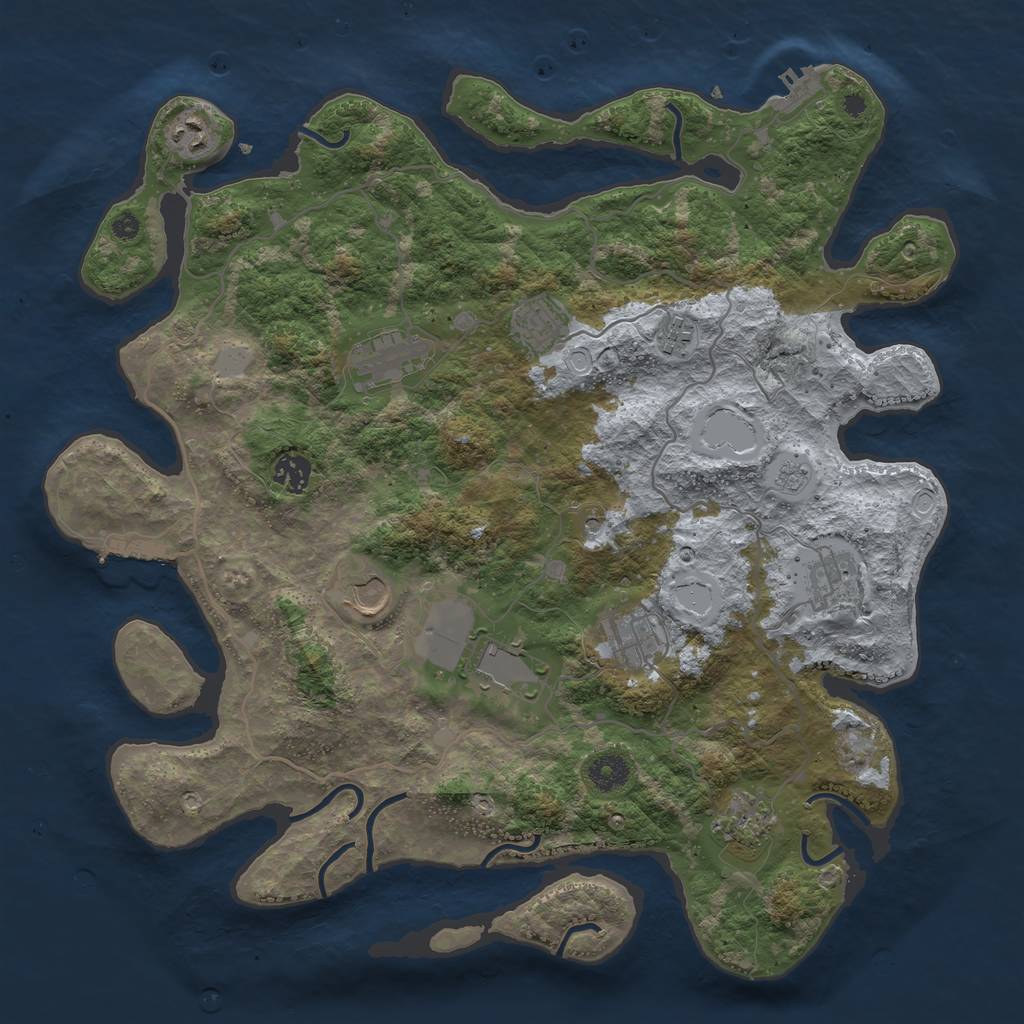 Rust Map: Procedural Map, Size: 4000, Seed: 310553, 19 Monuments