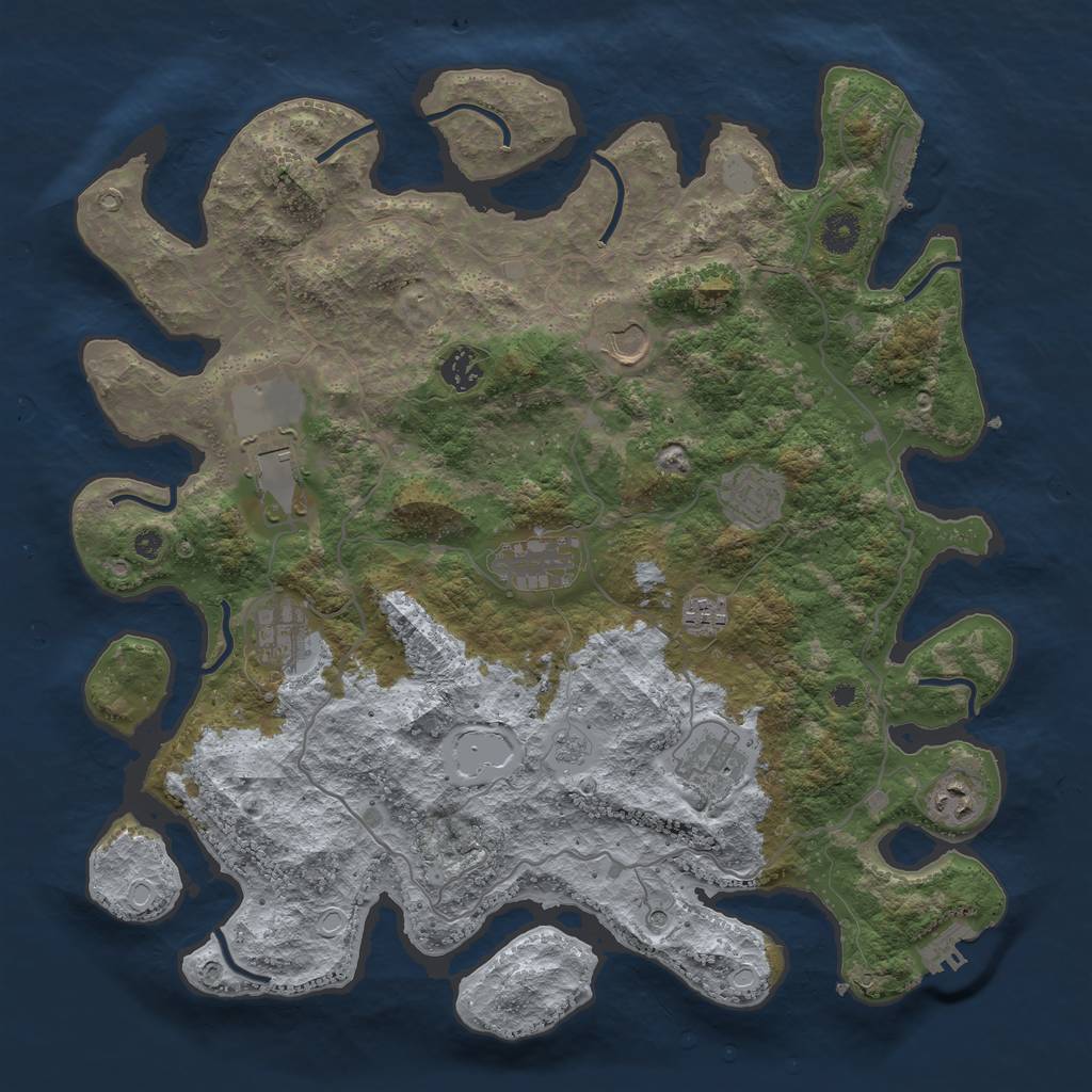 Rust Map: Procedural Map, Size: 4000, Seed: 1091994, 18 Monuments