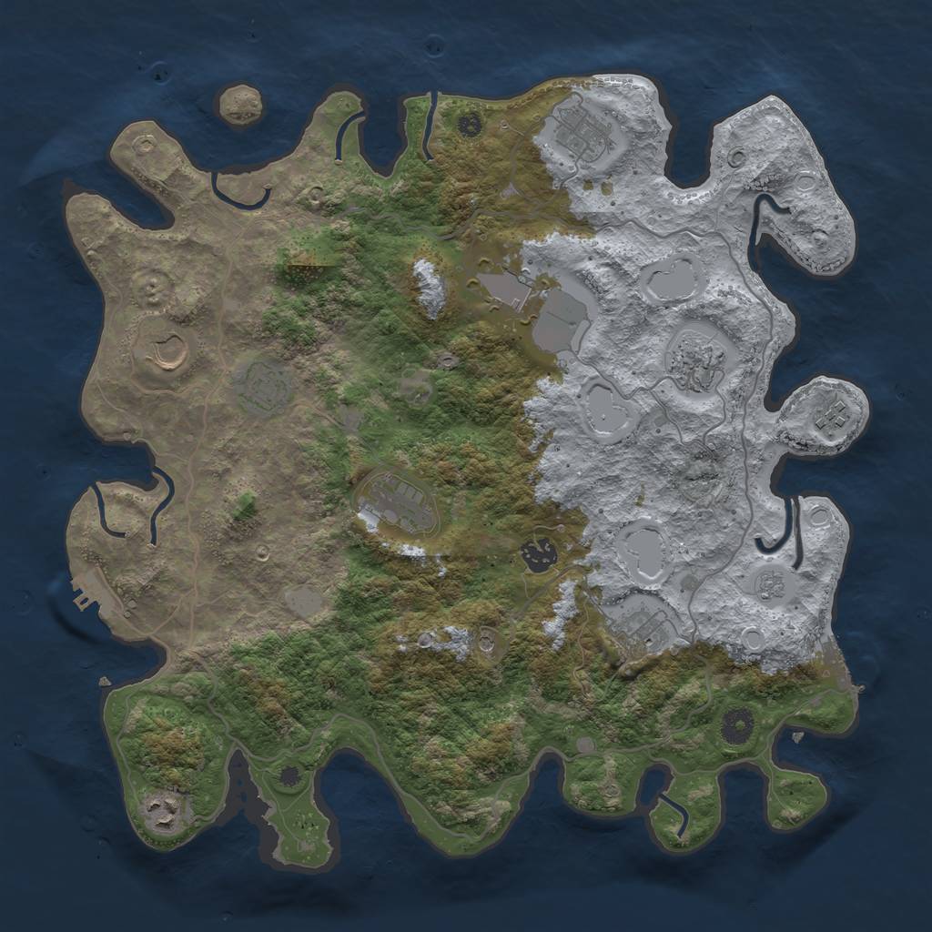Rust Map: Procedural Map, Size: 4000, Seed: 915155, 19 Monuments