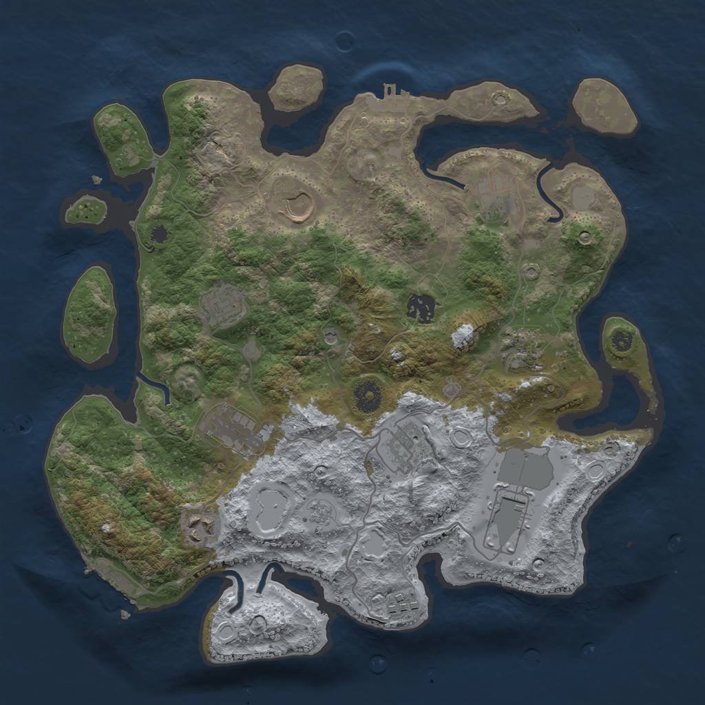Rust Map: Procedural Map, Size: 3550, Seed: 696746, 19 Monuments