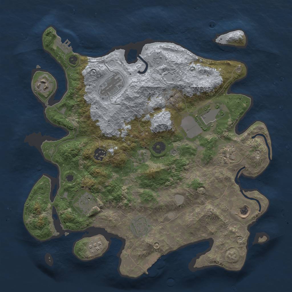 Rust Map: Procedural Map, Size: 3500, Seed: 2049370843, 18 Monuments