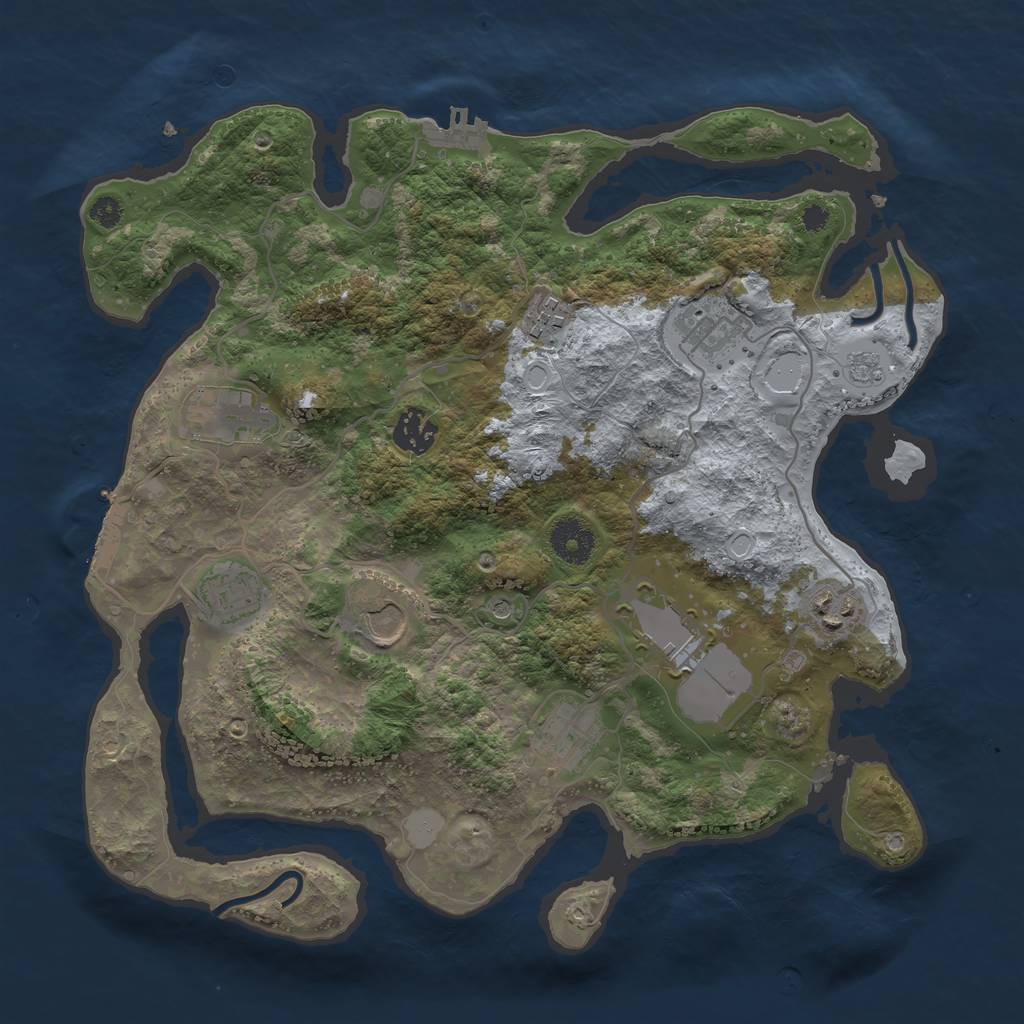Rust Map: Procedural Map, Size: 3500, Seed: 64347272, 18 Monuments