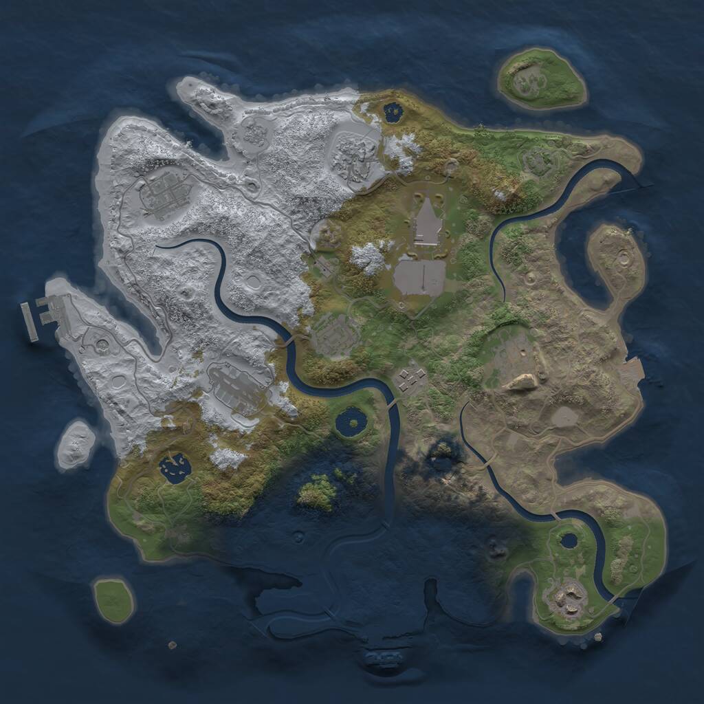 Rust Map: Procedural Map, Size: 3550, Seed: 578376, 15 Monuments