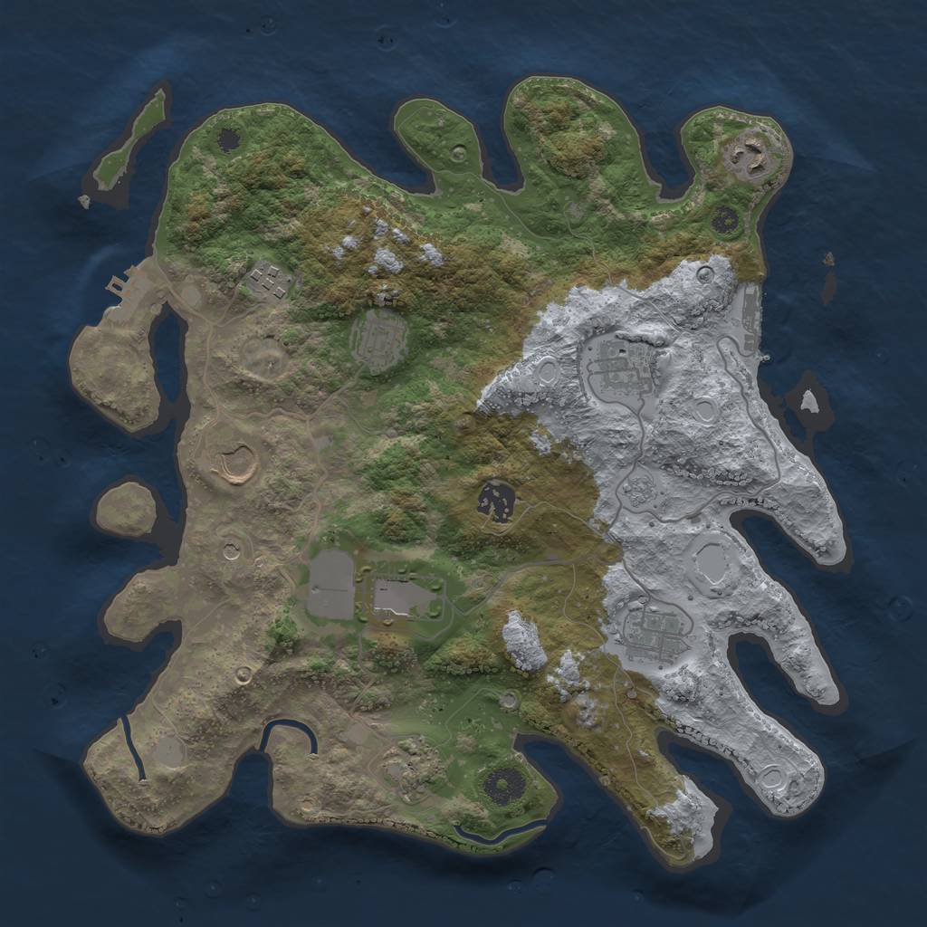 Rust Map: Procedural Map, Size: 3550, Seed: 238422, 18 Monuments